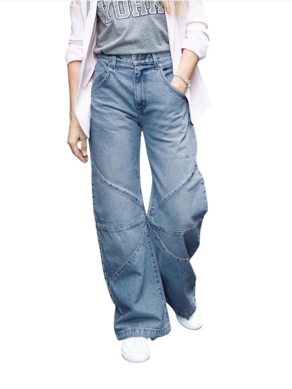 Womens High Waisted Barrel Jeans Casual Loose Boyfriend Wide Leg Size 6 NEW